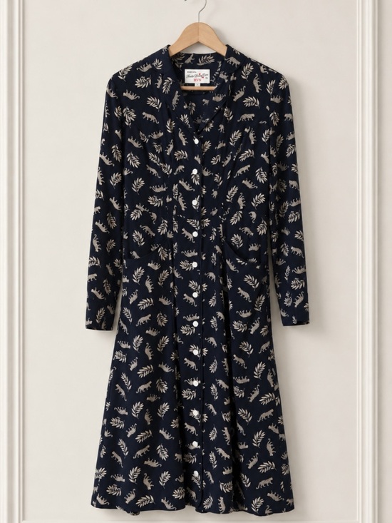 Hvn Dresses & Skirts - HVN Sarah Silk Button-Down Dress Leopard & Leaf Print